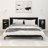 Wall-mounted Bedside Shelves 2 pcs Black Solid Wood Pine