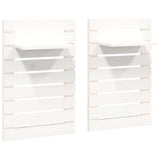 Wall-mounted Bedside Shelves 2 pcs White Solid Wood Pine - Front View