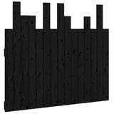 Wall Headboard Black 95.5 cm Solid Wood Pine - Front View