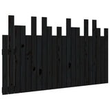 Wall Headboard Black 140 cm Solid Wood Pine - Front View