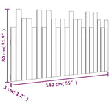 Wall Headboard Black 140 cm Solid Wood Pine - Low Angle