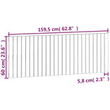 Wall Headboard White 159.5 cm Solid Wood Pine - Low Angle