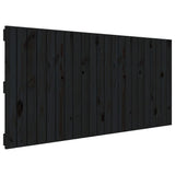 Wall Headboard Black 140 cm Solid Wood Pine - Front View