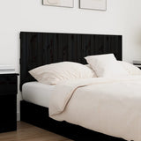 Wall Headboard Black 140 cm Solid Wood Pine - Side View