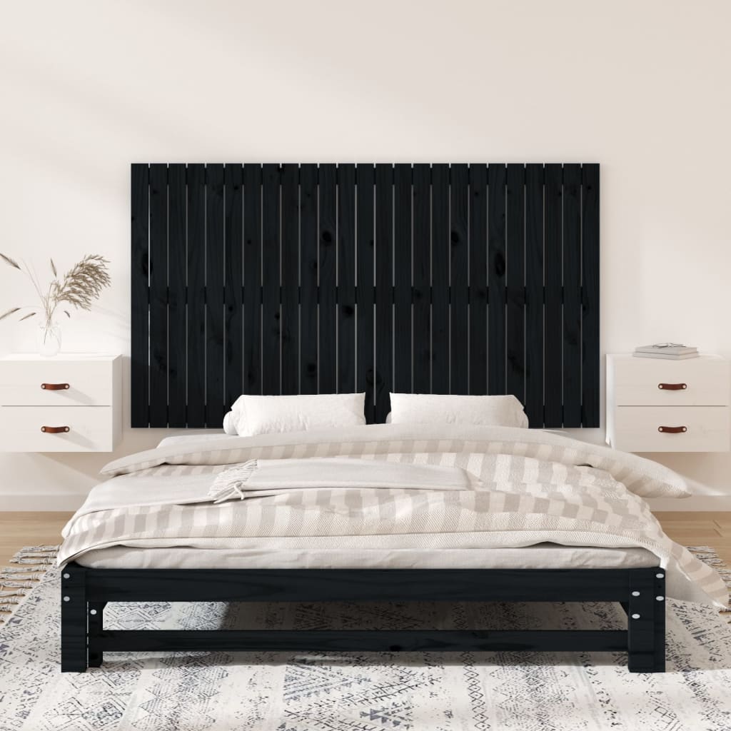 Wall Headboard Black 159.5 cm Solid Wood Pine