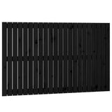 Wall Headboard Black 140 cm Solid Wood Pine - Front View