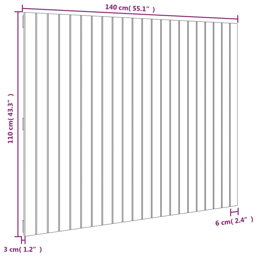 Wall Headboard White 140 cm Solid Wood Pine