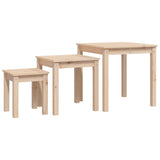 Nesting Tables 3 pcs Solid Wood Pine - Front View