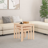Nesting Tables 3 pcs Solid Wood Pine - Side View
