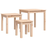 Nesting Tables 3 pcs Solid Wood Pine - Rear View