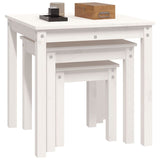 Nesting Tables 3 pcs White Solid Wood Pine - 45-Degree Angle