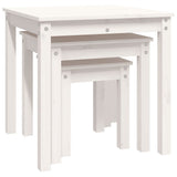 Nesting Tables 3 pcs White Solid Wood Pine