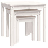 Nesting Tables 3 pcs White Solid Wood Pine - Close-Up Angle