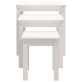 Nesting Tables 3 pcs White Solid Wood Pine