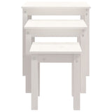 Nesting Tables 3 pcs White Solid Wood Pine - Low Angle