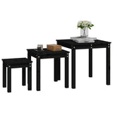 Nesting Tables 3 pcs Black Solid Wood Pine - Top-Down View