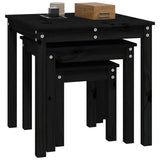 Nesting Tables 3 pcs Black Solid Wood Pine - 45-Degree Angle