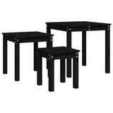 Nesting Tables 3 pcs Black Solid Wood Pine - Rear View
