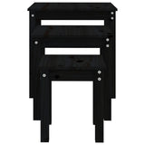 Nesting Tables 3 pcs Black Solid Wood Pine