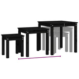 Nesting Tables 3 pcs Black Solid Wood Pine - Extra Image
