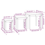 Nesting Tables 3 pcs Black Solid Wood Pine