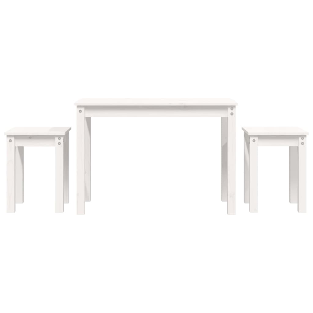 Nesting Tables 3 pcs White Solid Wood Pine