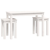 Nesting Tables 3 pcs White Solid Wood Pine - 45-Degree Angle