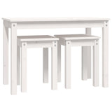 Nesting Tables 3 pcs White Solid Wood Pine - Rear View