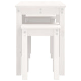 Nesting Tables 3 pcs White Solid Wood Pine - Close-Up Angle