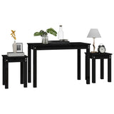 Nesting Tables 3 pcs Black Solid Wood Pine