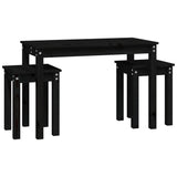 Nesting Tables 3 pcs Black Solid Wood Pine - 45-Degree Angle