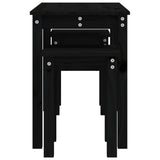 Nesting Tables 3 pcs Black Solid Wood Pine - Close-Up Angle
