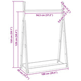 Clothes Rack 100x45x150 cm Solid Wood Pine - Close-Up Angle