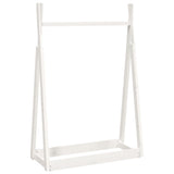 Clothes Rack White 100x45x150 cm Solid Wood Pine - Front View