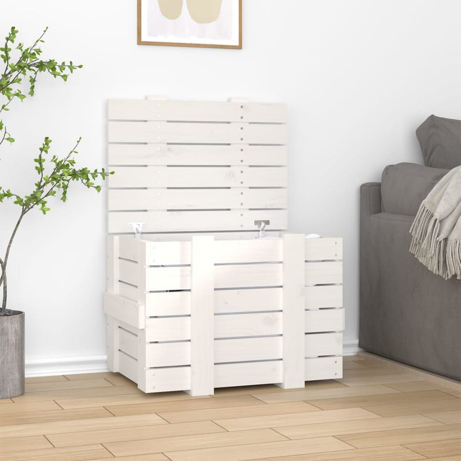 Storage Box White 58x40.5x42 cm Solid Wood Pine
