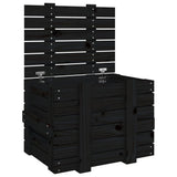 Storage Box Black 58x40.5x42 cm Solid Wood Pine - Front View