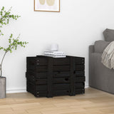 Storage Box Black 58x40.5x42 cm Solid Wood Pine - Side View