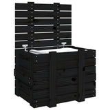 Storage Box Black 58x40.5x42 cm Solid Wood Pine - 45-Degree Angle