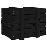 Storage Box Black 58x40.5x42 cm Solid Wood Pine - Rear View