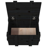 Storage Box Black 58x40.5x42 cm Solid Wood Pine - Extra Image