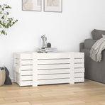 Storage Box White 91x40.5x42 cm Solid Wood Pine