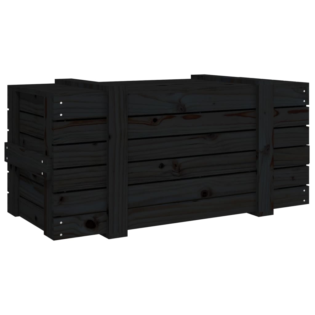 Storage Box Black 91x40.5x42 cm Solid Wood Pine