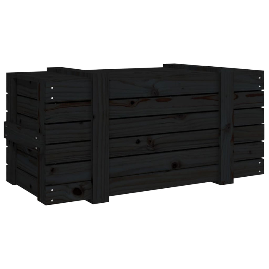 Storage Box Black 91x40.5x42 cm Solid Wood Pine