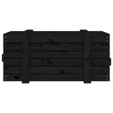 Storage Box Black 91x40.5x42 cm Solid Wood Pine - Close-Up Angle