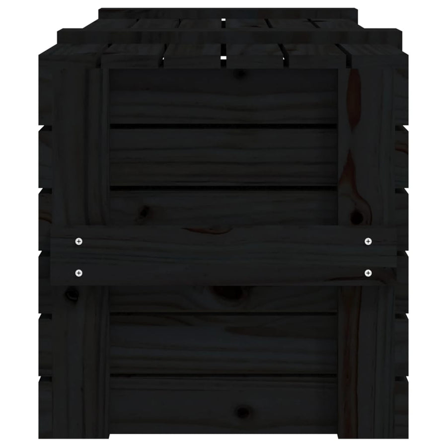 Storage Box Black 91x40.5x42 cm Solid Wood Pine