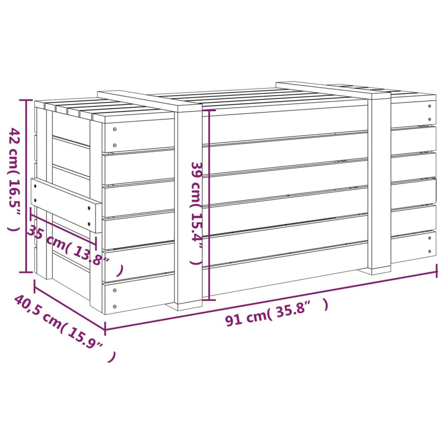 Storage Box Black 91x40.5x42 cm Solid Wood Pine