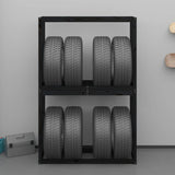 Tire Rack Black 120x40x180 cm Solid Wood Pine - Side View