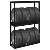 Tire Rack Black 120x40x180 cm Solid Wood Pine - Top-Down View