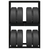 Tire Rack Black 120x40x180 cm Solid Wood Pine - 45-Degree Angle