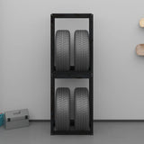Tire Rack Black 63x40x180 cm Solid Wood Pine - Side View